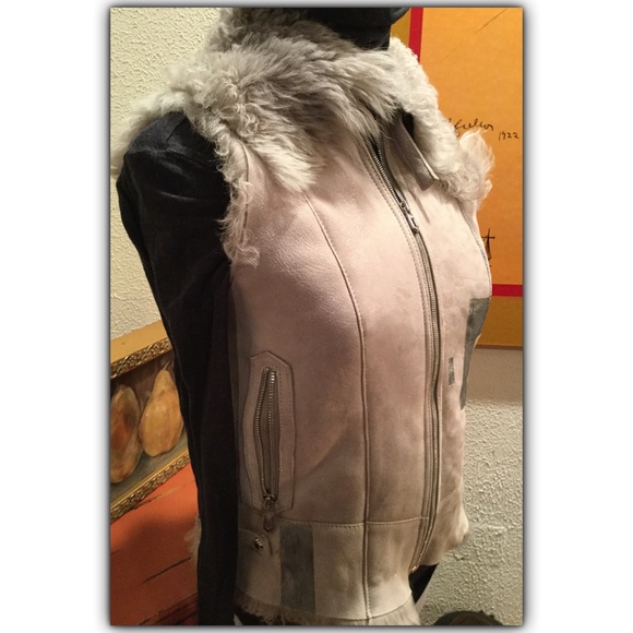 Faith Connexion Glitter Suede & Curly lamb Vest - Picture 2 of 6